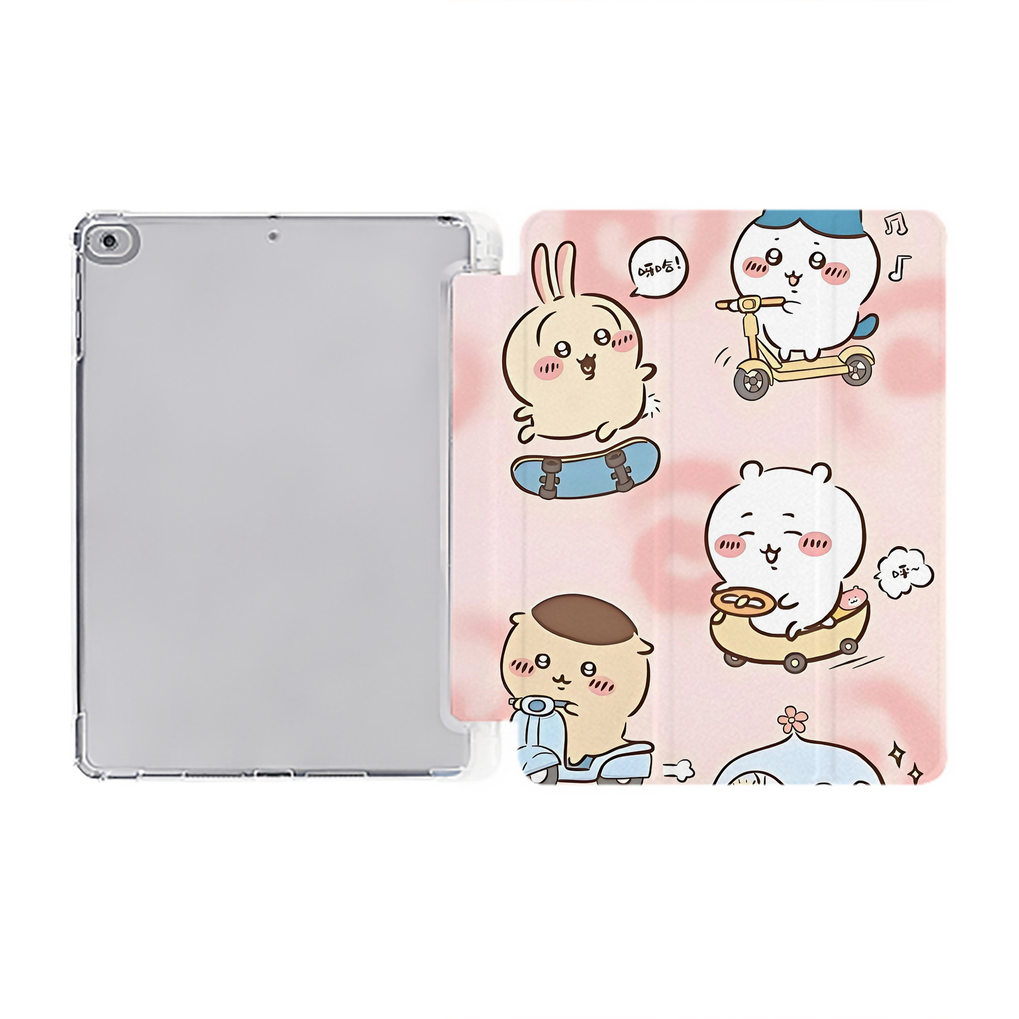 （画像用） ちいかわ Chii-kawa IPad ケース ペン収納付き 三つ折りスタンド PUレザー×シリコン 対応機種9.5/10.5/10.9インチ